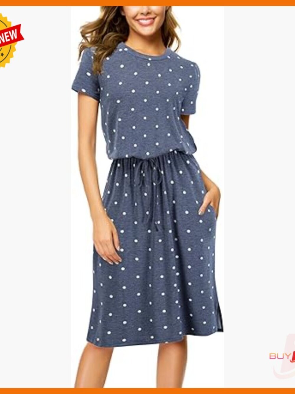 Summer Midi Dress with Pockets Hide Belly Casual Work Travel Teacher Outfit
